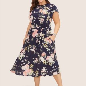 BloomChic Navy Floral Midi Dress